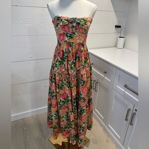 Lavender Brown Tessa Strapless Citrus Print Dress NWT XS Resort Vacation Summer